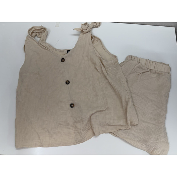 SHEIN Tops - Shein Womens Set Size 3XL Tan Gauzey Tank Top and Shorts Two Piece